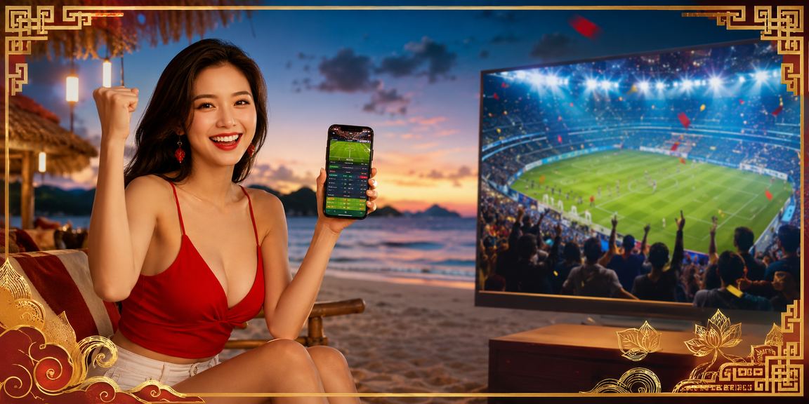 Người dùng đặt cược thể thao tại bãi biển Côn Đảo qua điện thoại vào buổi chiều